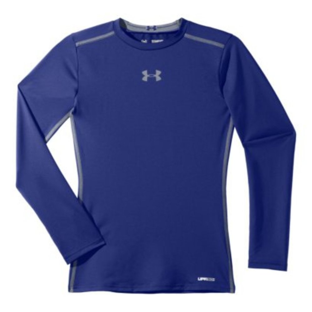 Under Armour Boys HeatGear Sonic Fitted Long Sleeve Youth L Royal Blue New $45